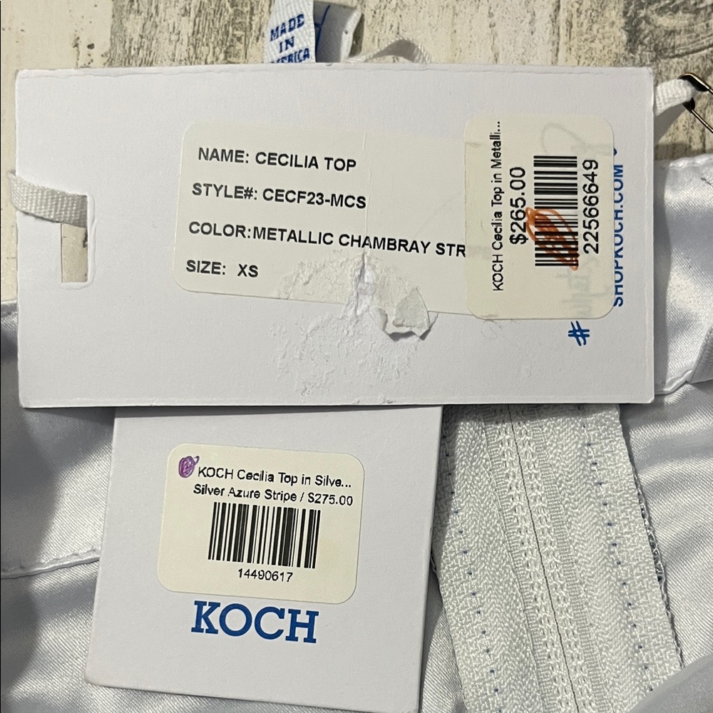 Koch Cecilia Top in Metallic Chambray Stripe  Size XS.  NWT - Picture 9 of 9